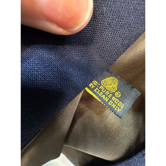 Bill Blass Mens Old Money Wool Blazer Suit Jacket Navy Blue Gold Button - Picture 5 of 13